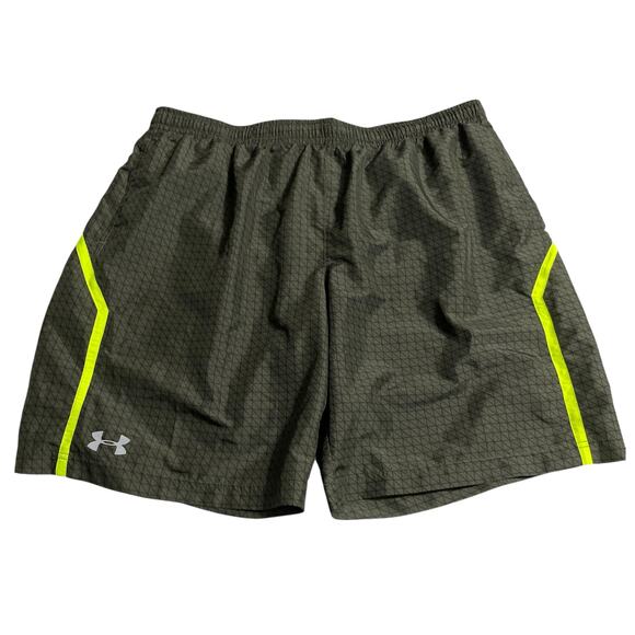 Under Armour Mens Athletic Shorts Size XL Heat Gear Fitted Lined Green Pockets - Picture 1 of 13